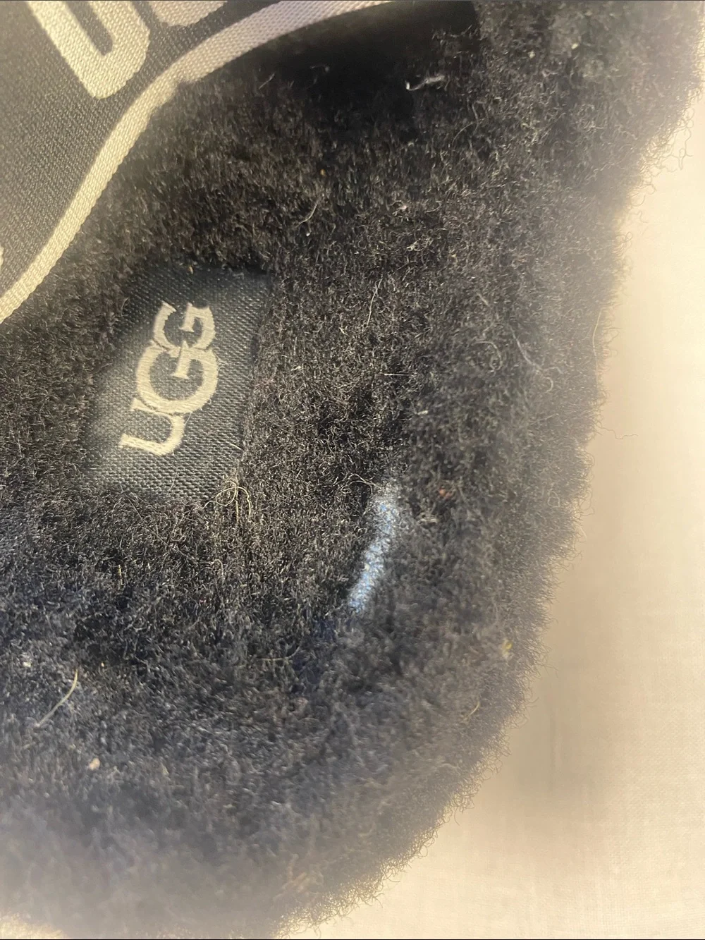 UGGs Black Plush Double-Band Slide Fuzzy Slippers - Women’s 8